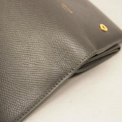 Celine Tri-fold Wallet Small Trifold Leather Grey Women's