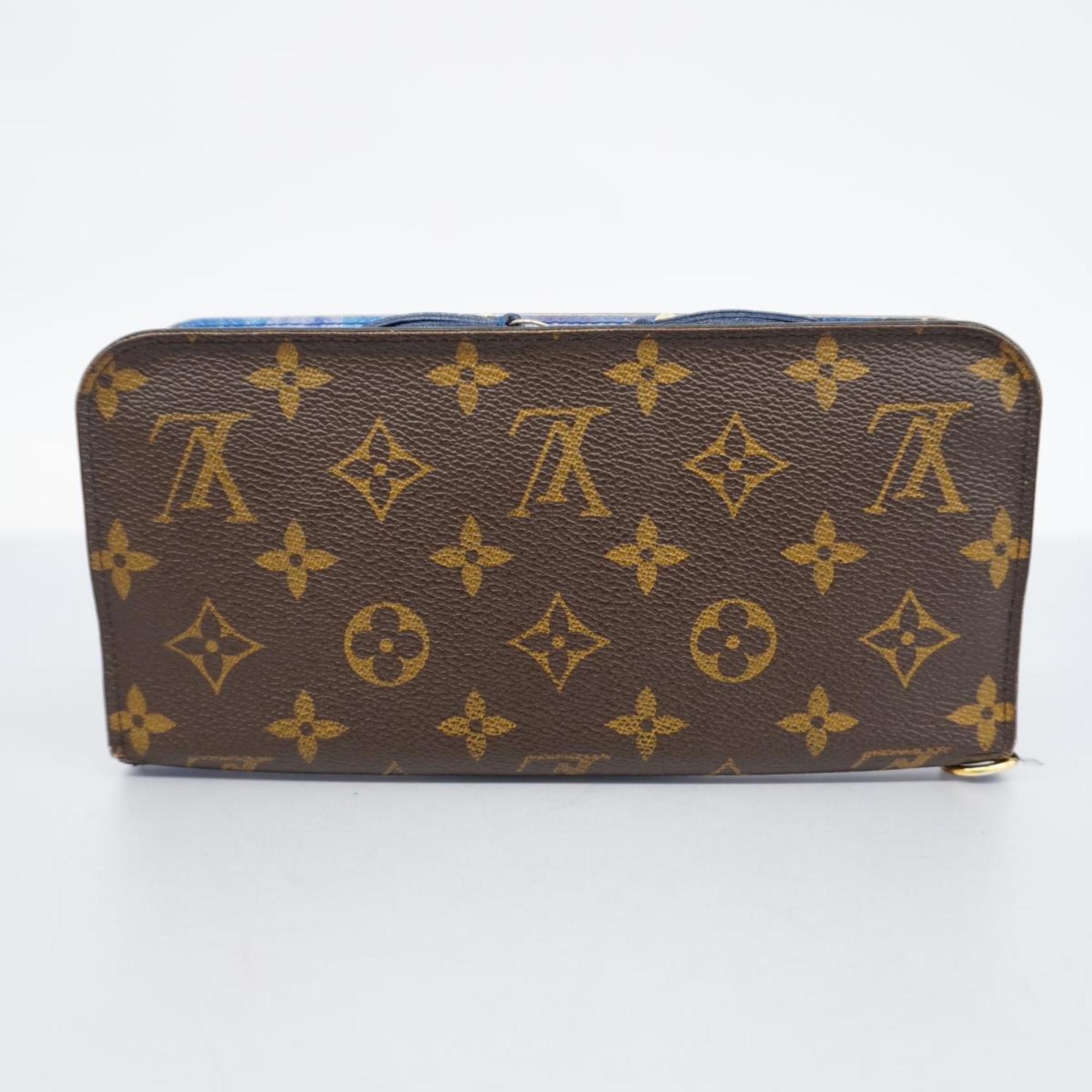 Louis Vuitton Long Wallet Monogram Ikat Flower Portefeuille Ansolite M60390 Grand Blue Men's Women's