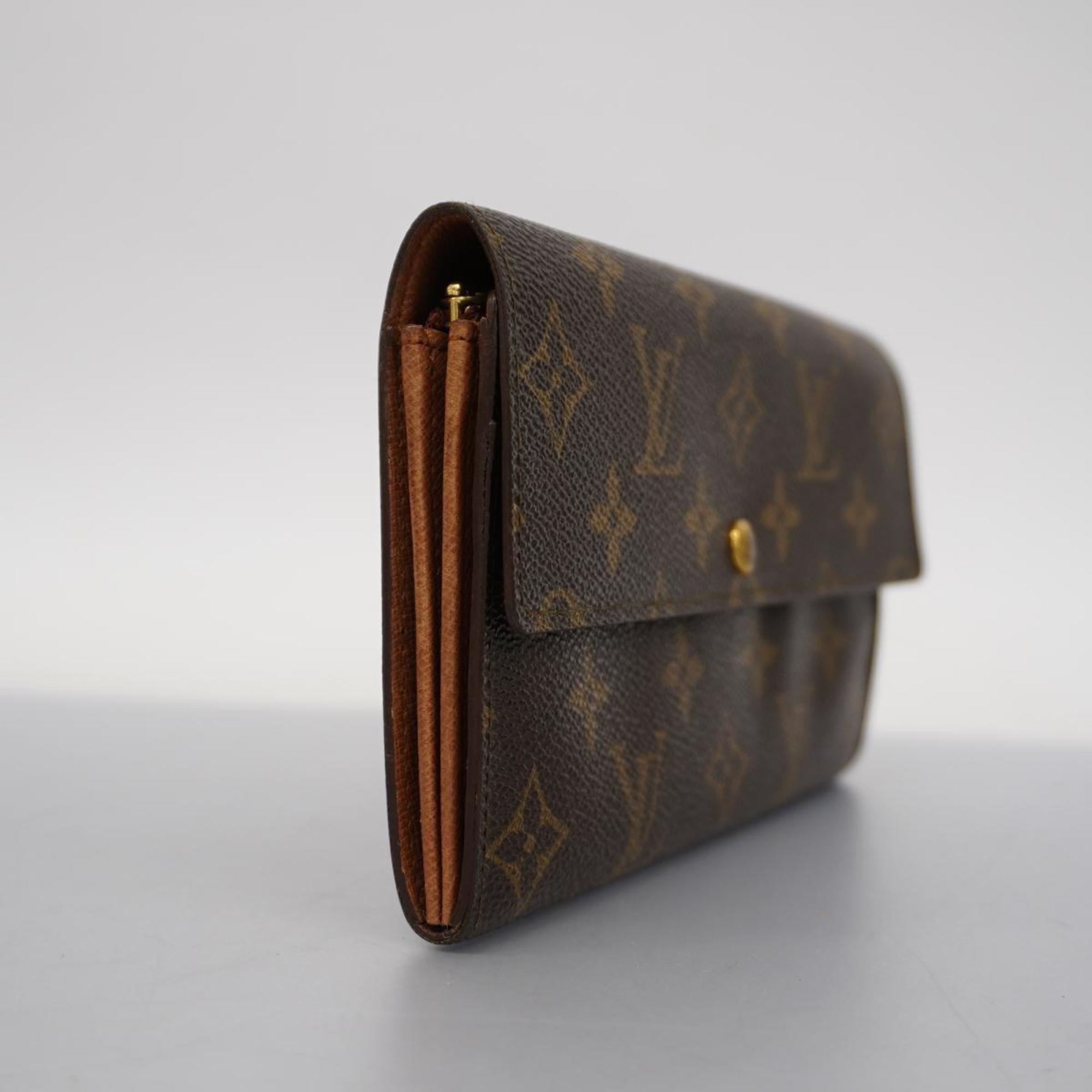 Louis Vuitton Long Wallet Monogram Pochette Porto Monnaie Credit M61725 Brown Men's Women's