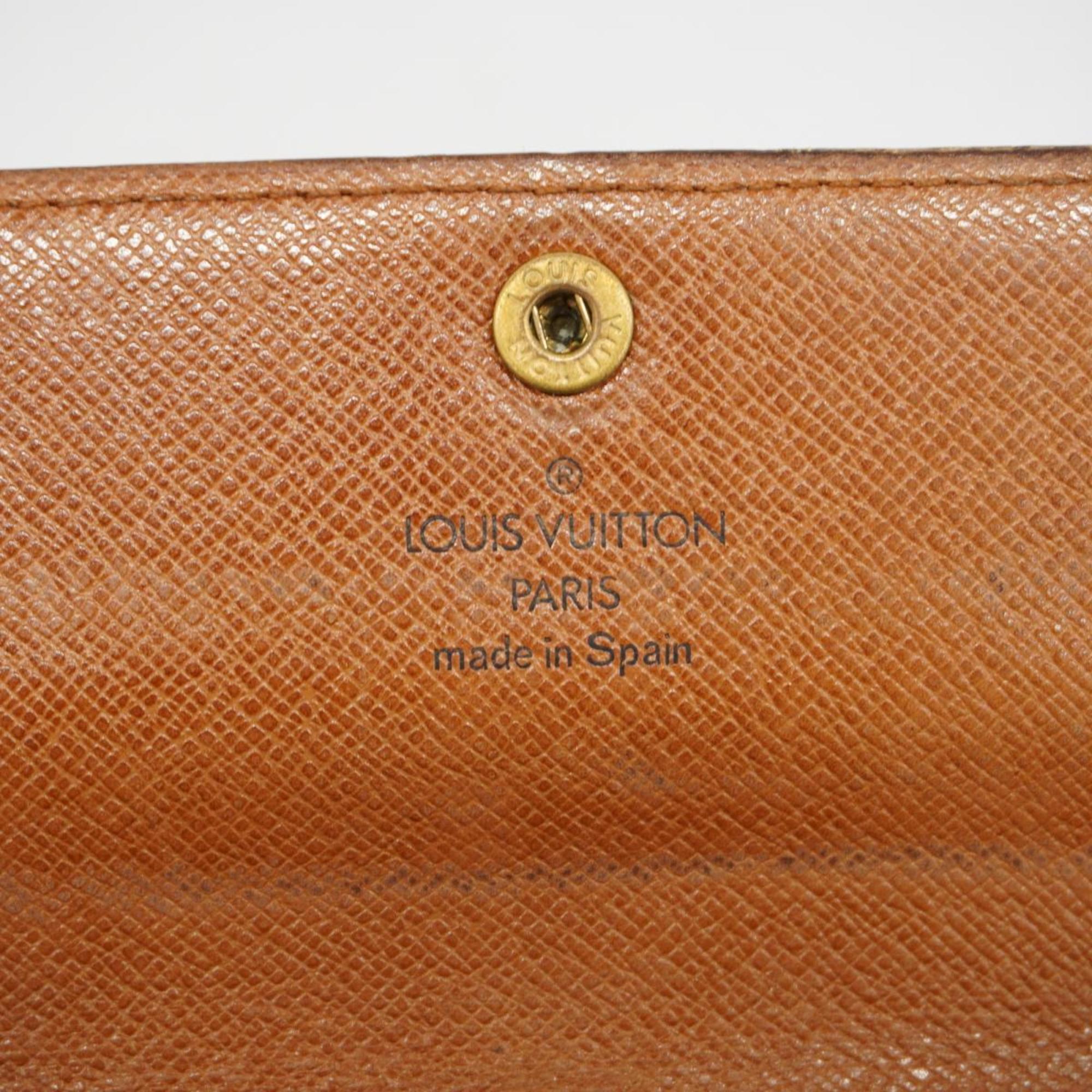 Louis Vuitton Long Wallet Monogram Pochette Porto Monnaie Credit M61725 Brown Men's Women's