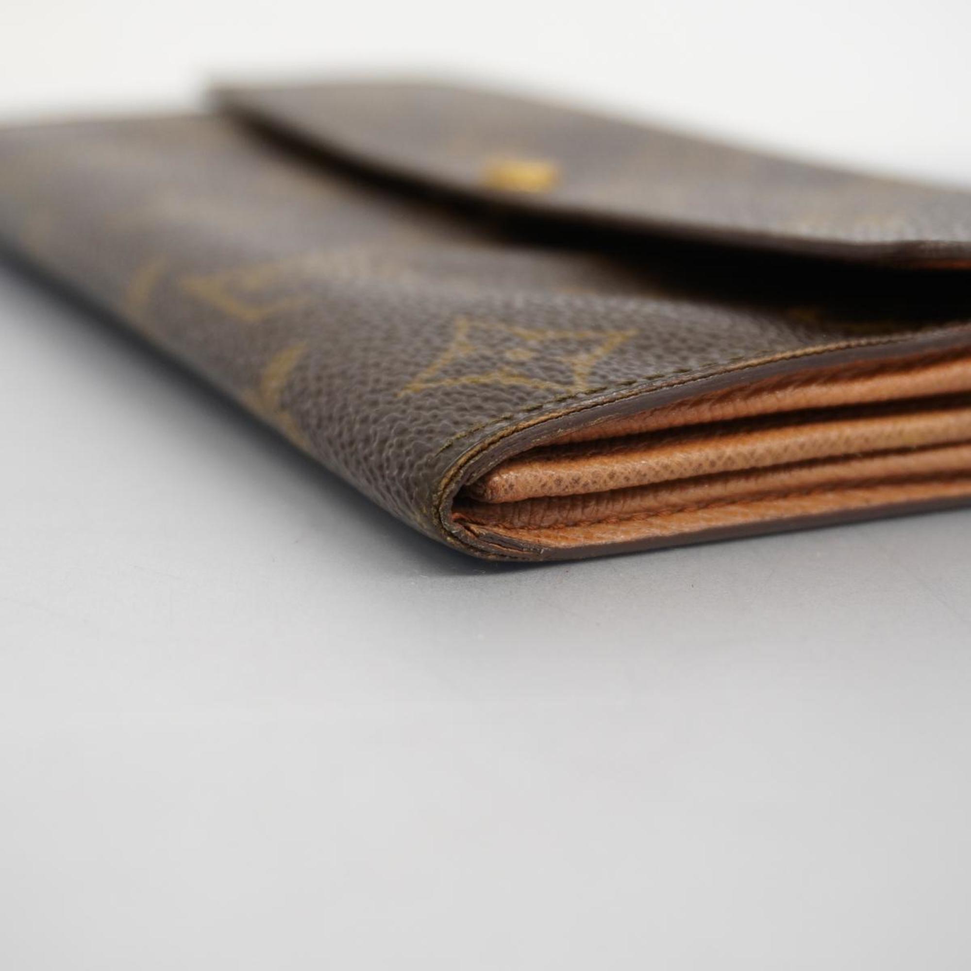 Louis Vuitton Long Wallet Monogram Pochette Porto Monnaie Credit M61725 Brown Men's Women's