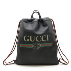 GUCCI Gucci Print Drawstring Backpack Rucksack Tote Bag Leather Black 516639