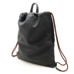 GUCCI Gucci Print Drawstring Backpack Rucksack Tote Bag Leather Black 516639