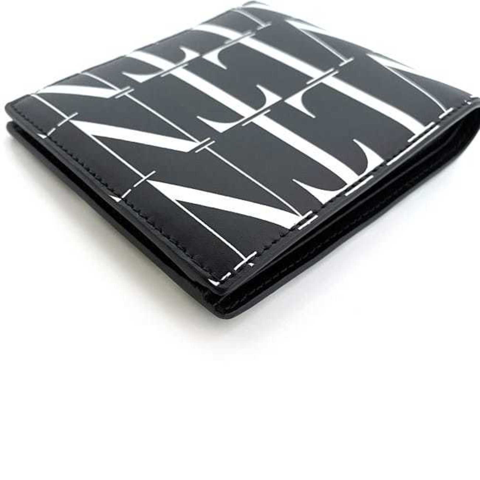 Valentino Garavani Bi-fold Wallet Black White WY2P0654 ec-20638 Billfold Leather VALENTINO GARAVANI Folding Compact Unisex