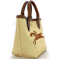 Longchamp 2-way bag beige brown 10162 f-20620 straw leather LONGCHAMP shoulder compact ladies horse