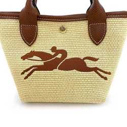 Longchamp 2-way bag beige brown 10162 f-20620 straw leather LONGCHAMP shoulder compact ladies horse