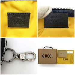 Gucci pouch yellow black off the grid 645060 ec-20650 nylon leather GUCCI GG charm coin case compact unisex men's