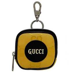 Gucci pouch yellow black off the grid 645060 ec-20650 nylon leather GUCCI GG charm coin case compact unisex men's