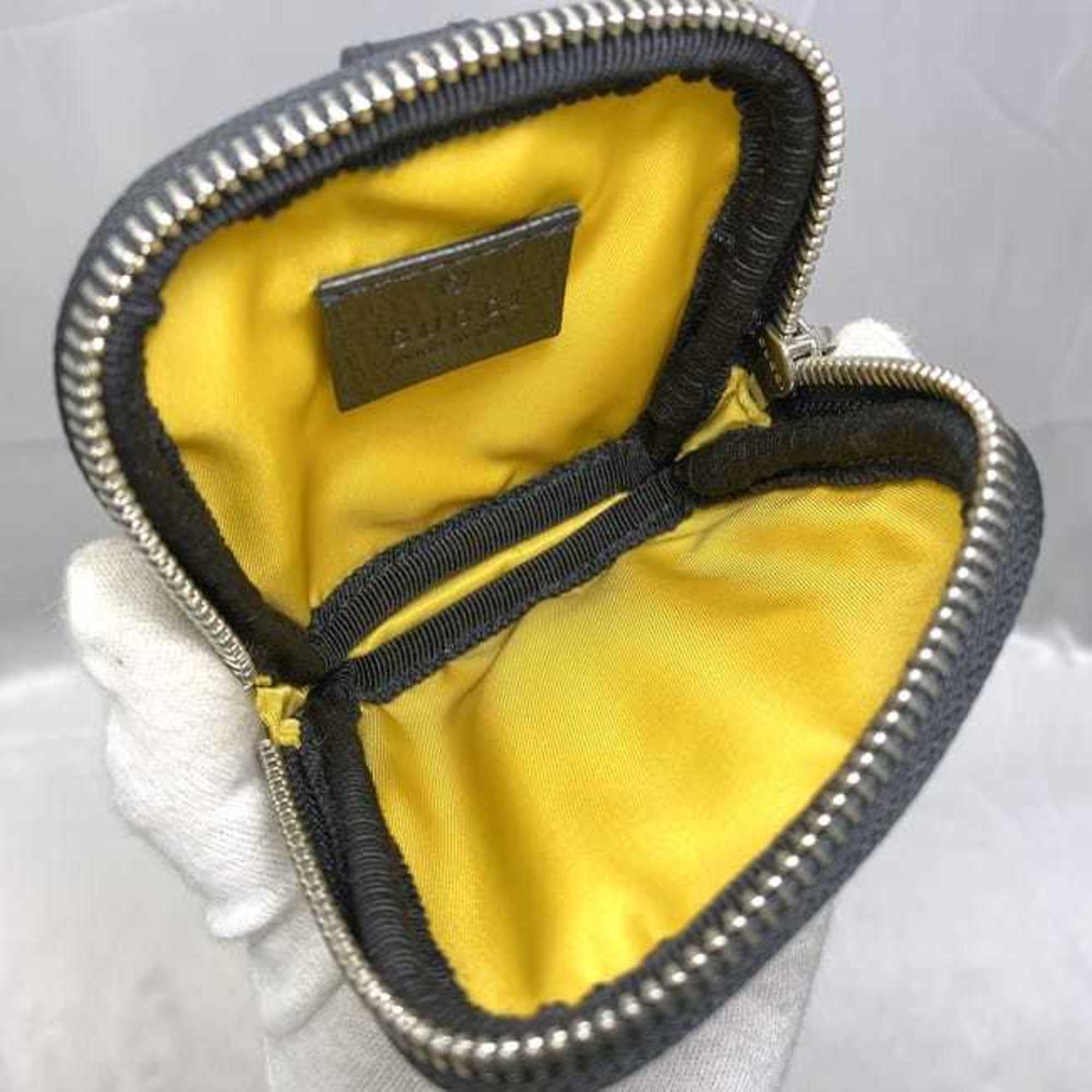 Gucci pouch yellow black off the grid 645060 ec-20650 nylon leather GUCCI GG charm coin case compact unisex men's