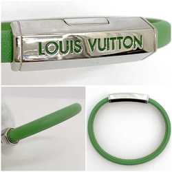 Louis Vuitton Clip It Bracelet Green Silver M8117 f-20651 Metal Leather BC3282 LOUIS VUITTON Women's