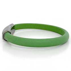 Louis Vuitton Clip It Bracelet Green Silver M8117 f-20651 Metal Leather BC3282 LOUIS VUITTON Women's