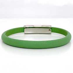 Louis Vuitton Clip It Bracelet Green Silver M8117 f-20651 Metal Leather BC3282 LOUIS VUITTON Women's