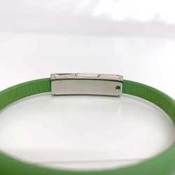 Louis Vuitton Clip It Bracelet Green Silver M8117 f-20651 Metal Leather BC3282 LOUIS VUITTON Women's