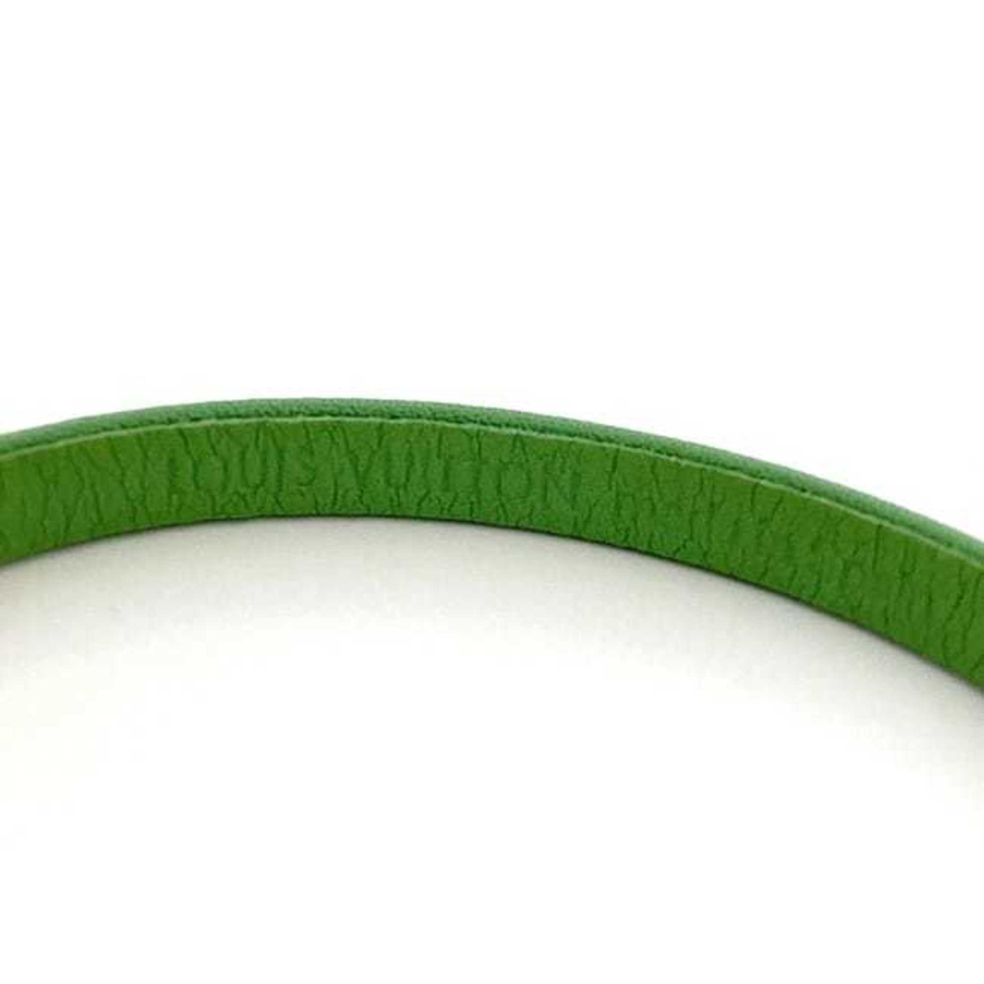 Louis Vuitton Clip It Bracelet Green Silver M8117 f-20651 Metal Leather BC3282 LOUIS VUITTON Women's