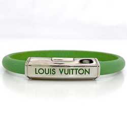 Louis Vuitton Clip It Bracelet Green Silver M8117 f-20651 Metal Leather BC3282 LOUIS VUITTON Women's