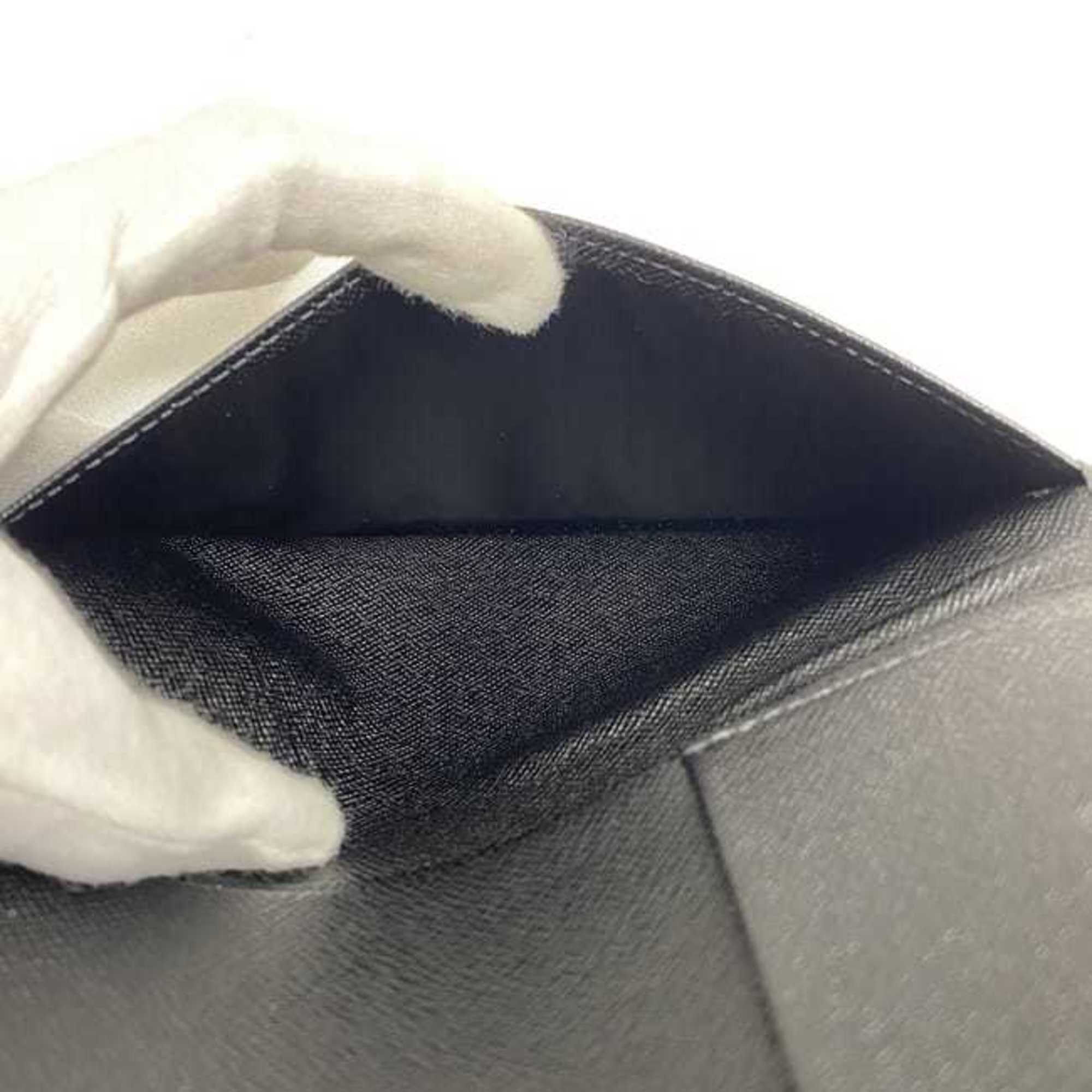 Louis Vuitton Bi-fold Long Wallet Porte-Valeur Carte Credit Black Ardoise Taiga M30392 ec-20639 Billfold Leather MI2048 LOUIS VUITTON Flat Unisex
