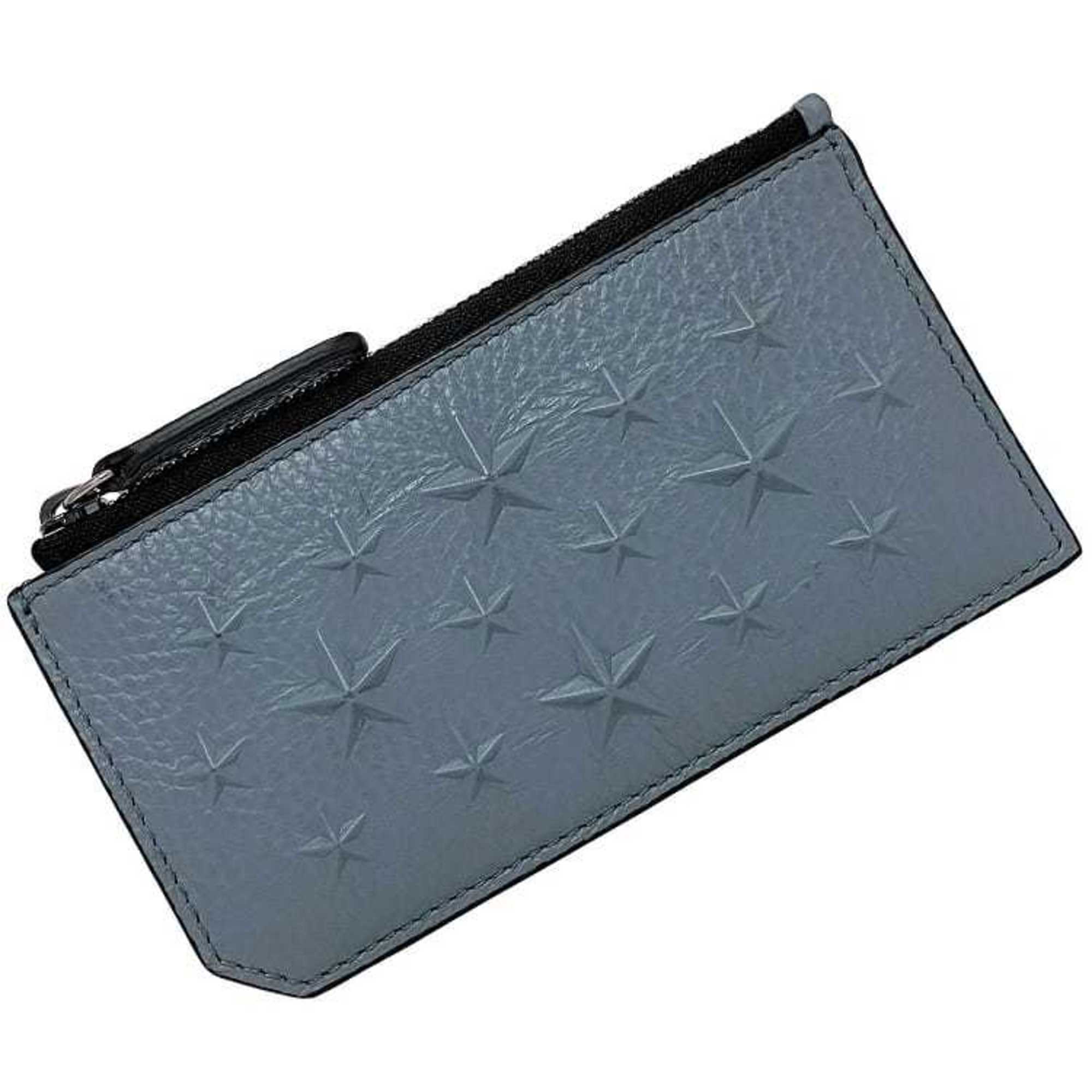 Jimmy Choo card coin case grey black CASEY ec-20605 leather JIMMY CHOO star wallet compact unisex