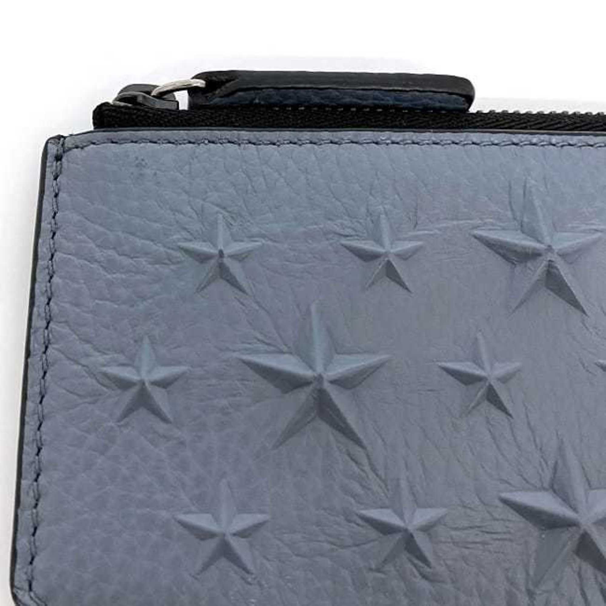 Jimmy Choo card coin case grey black CASEY ec-20605 leather JIMMY CHOO star wallet compact unisex