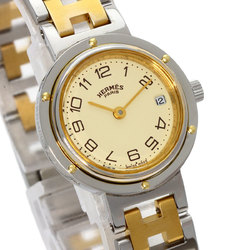 Hermes Clipper Old Type Wristwatch Stainless Steel SSxGP Ladies