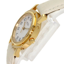 Hermes CL4.285 Clipper Watch, 18K Yellow Gold, Leather, Women's