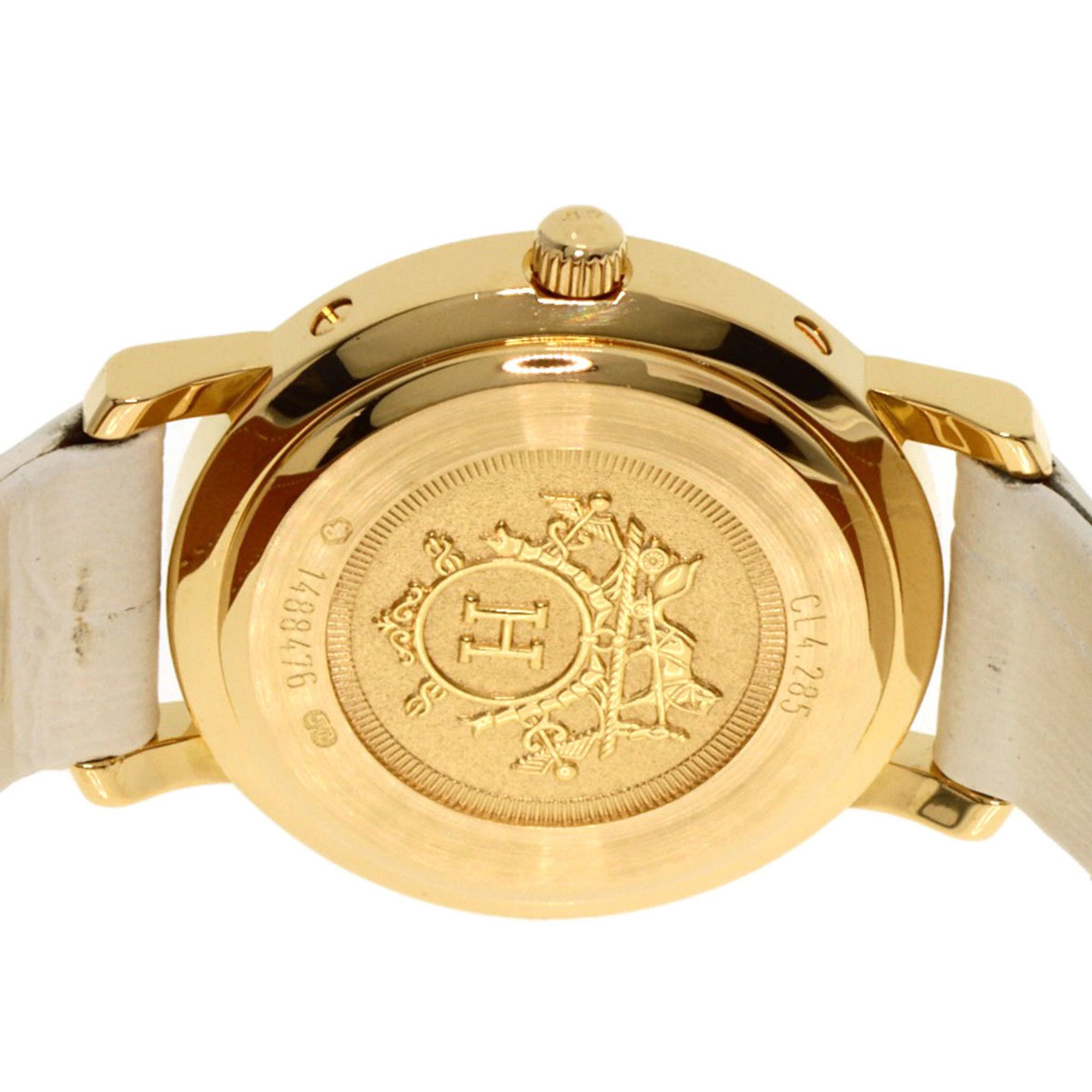 Hermes CL4.285 Clipper Watch, 18K Yellow Gold, Leather, Women's