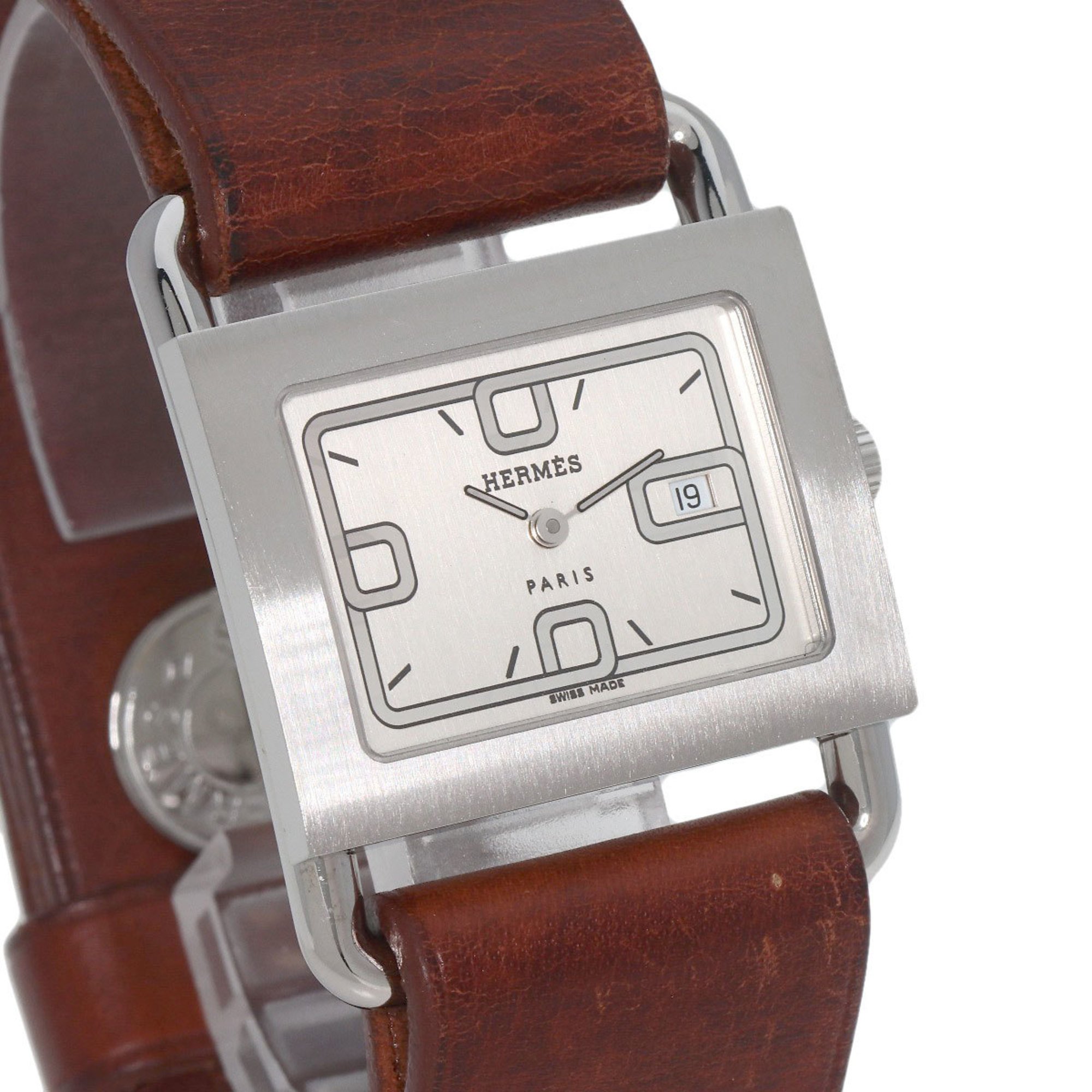 Hermes BA1.510 Barenia watch, stainless steel, leather, ladies