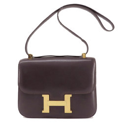 Hermes Constance Brown Shoulder Bag Box Calf Women's