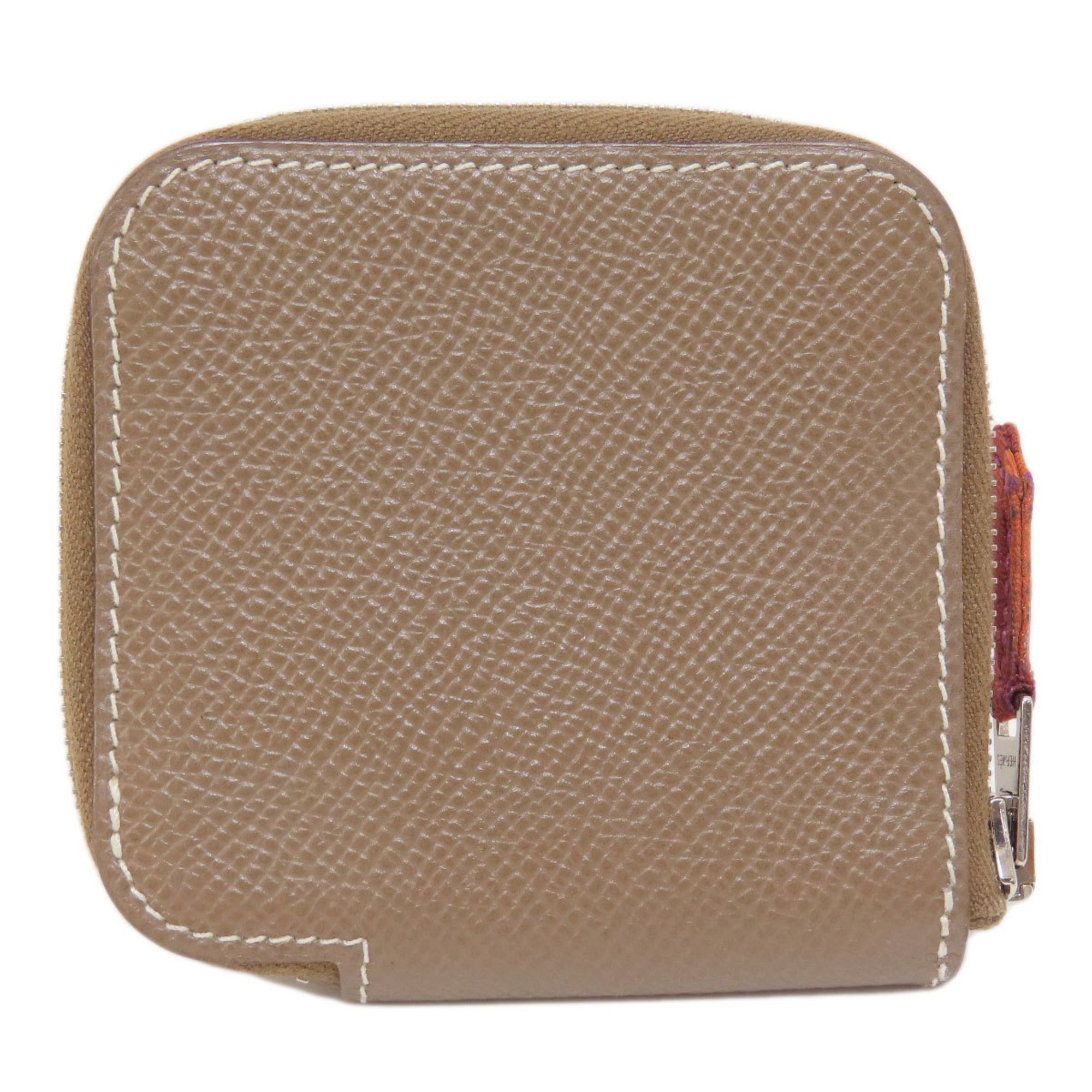 Hermes Azap Silk In Compact Etoupe Wallet/Coin Case Epson Women's