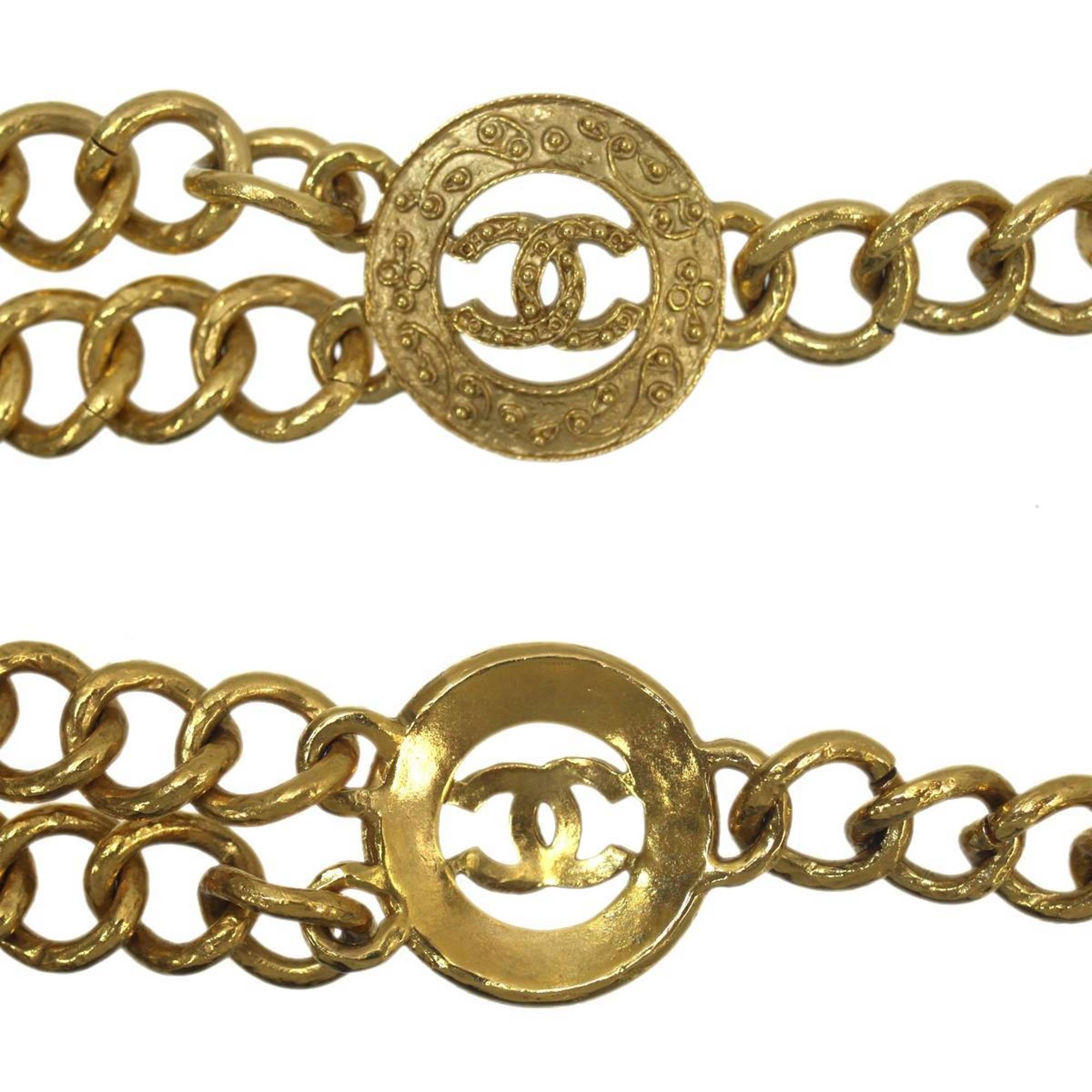 CHANEL Coco Mark Chain Belt Gold Plated Triple for Women