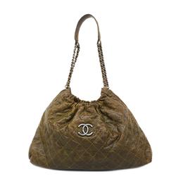 Chanel Shoulder Bag Matelasse Chain Caviar Skin Khaki Women's