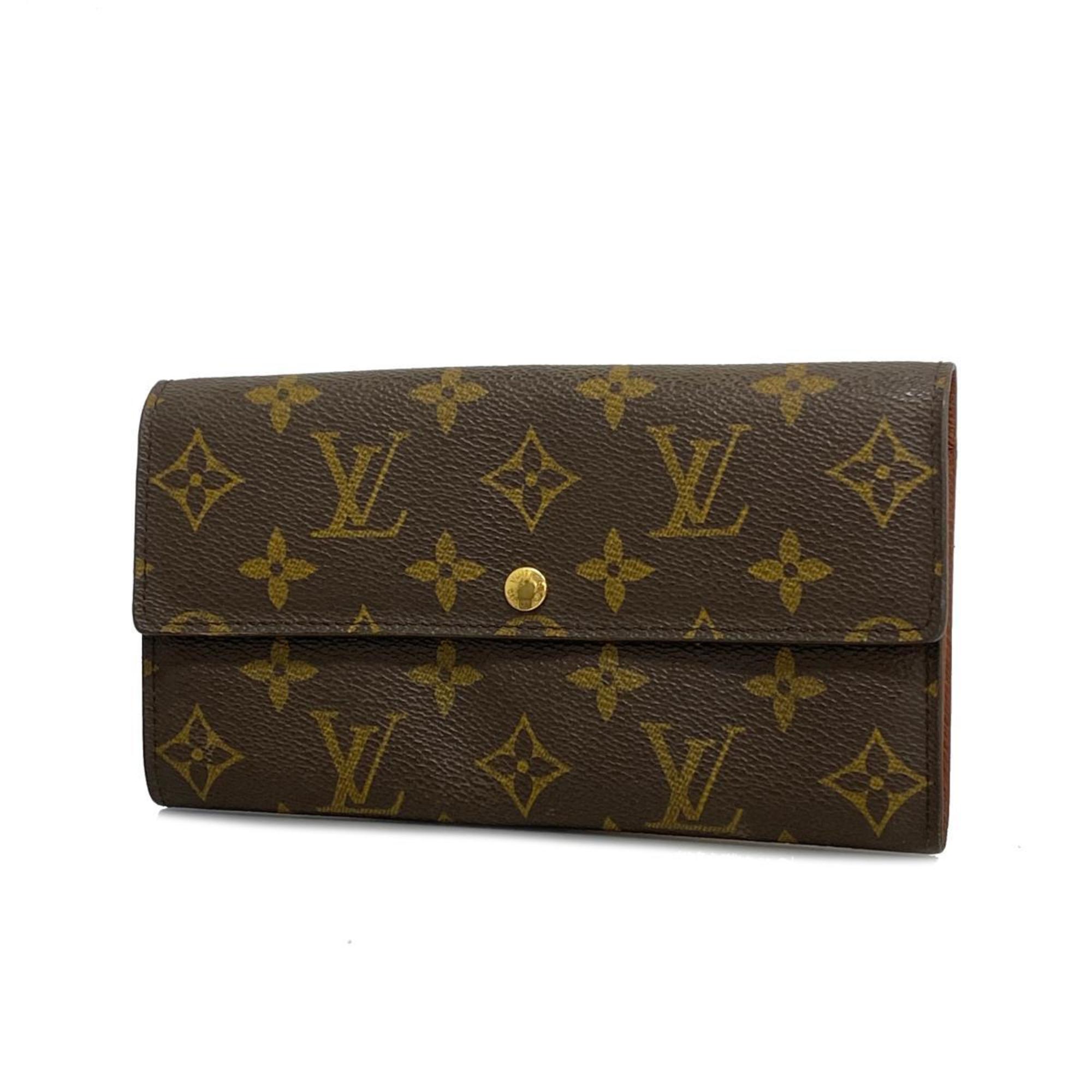 Louis Vuitton Long Wallet Monogram Porto Monnaie Credit M61725 Brown Men's Women's