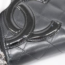 Chanel Long Wallet Cambon Lambskin Black Women's