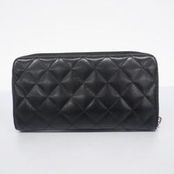 Chanel Long Wallet Cambon Lambskin Black Women's