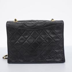 Chanel Shoulder Bag Matelasse Chain Lambskin Black Women's