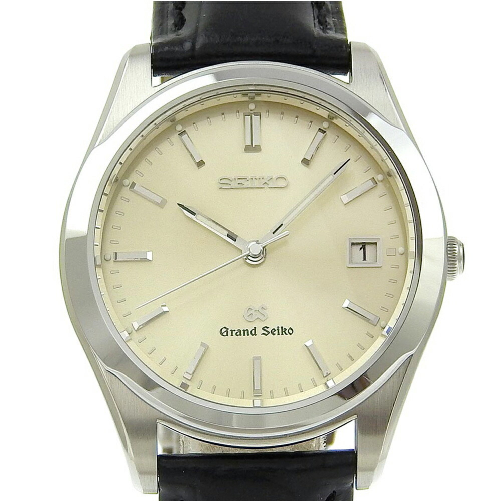 Grand Seiko SEIKO Date SBGG004 8N65 8000 Silver Dial SS Leather Quartz 35mm Men's Watch