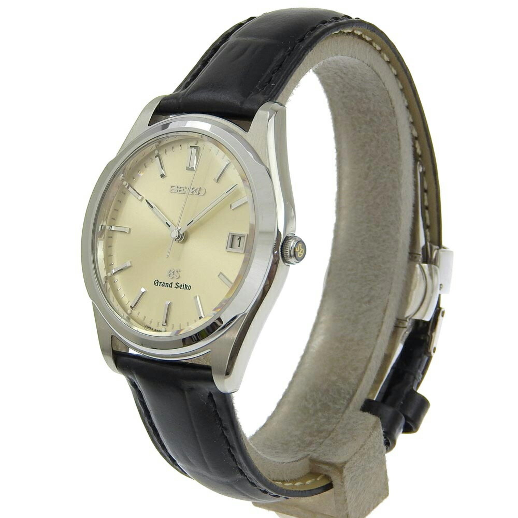 Grand Seiko SEIKO Date SBGG004 8N65 8000 Silver Dial SS Leather Quartz 35mm Men's Watch