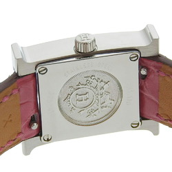 Hermes HERMES H Watch HH1 110 White Shell Dial SS Leather 11P Diamond Quartz Battery 17mm