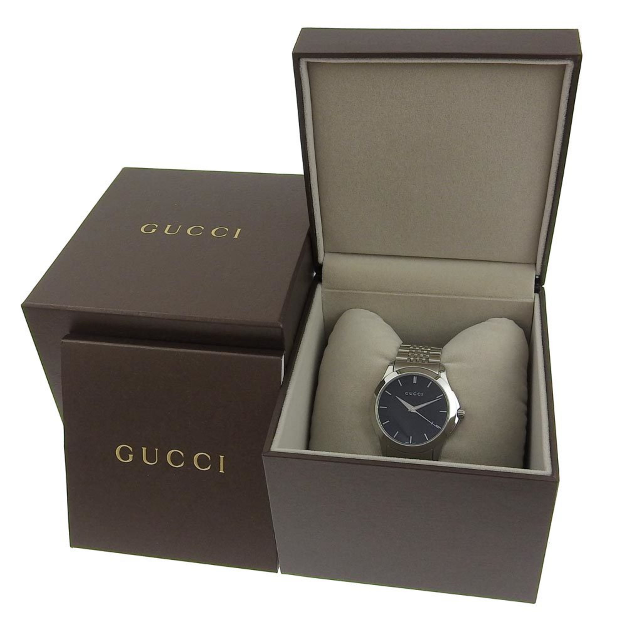 Gucci G Timeless Date YA126442 126 4 Black Dial SS Quartz Battery 40mm Men's Watch