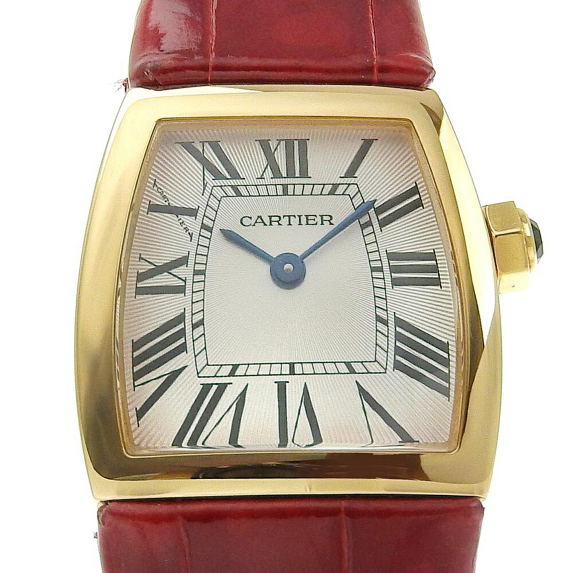 Cartier Radonya SM W6400356 Silver Dial K18YG Leather Quartz 21.5mm Ladies Watch