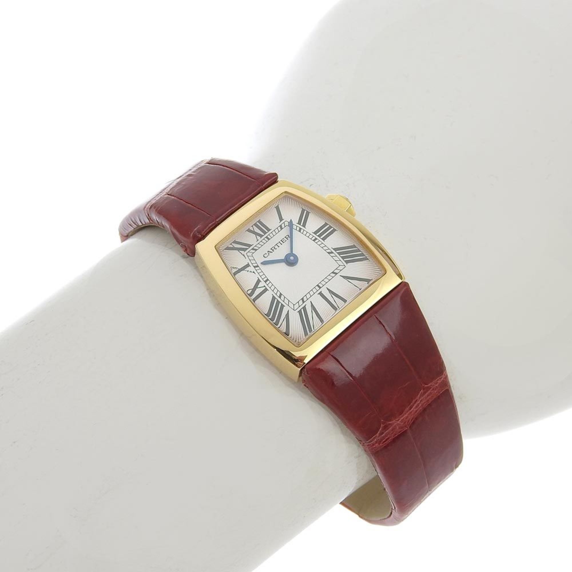 Cartier Radonya SM W6400356 Silver Dial K18YG Leather Quartz 21.5mm Ladies Watch
