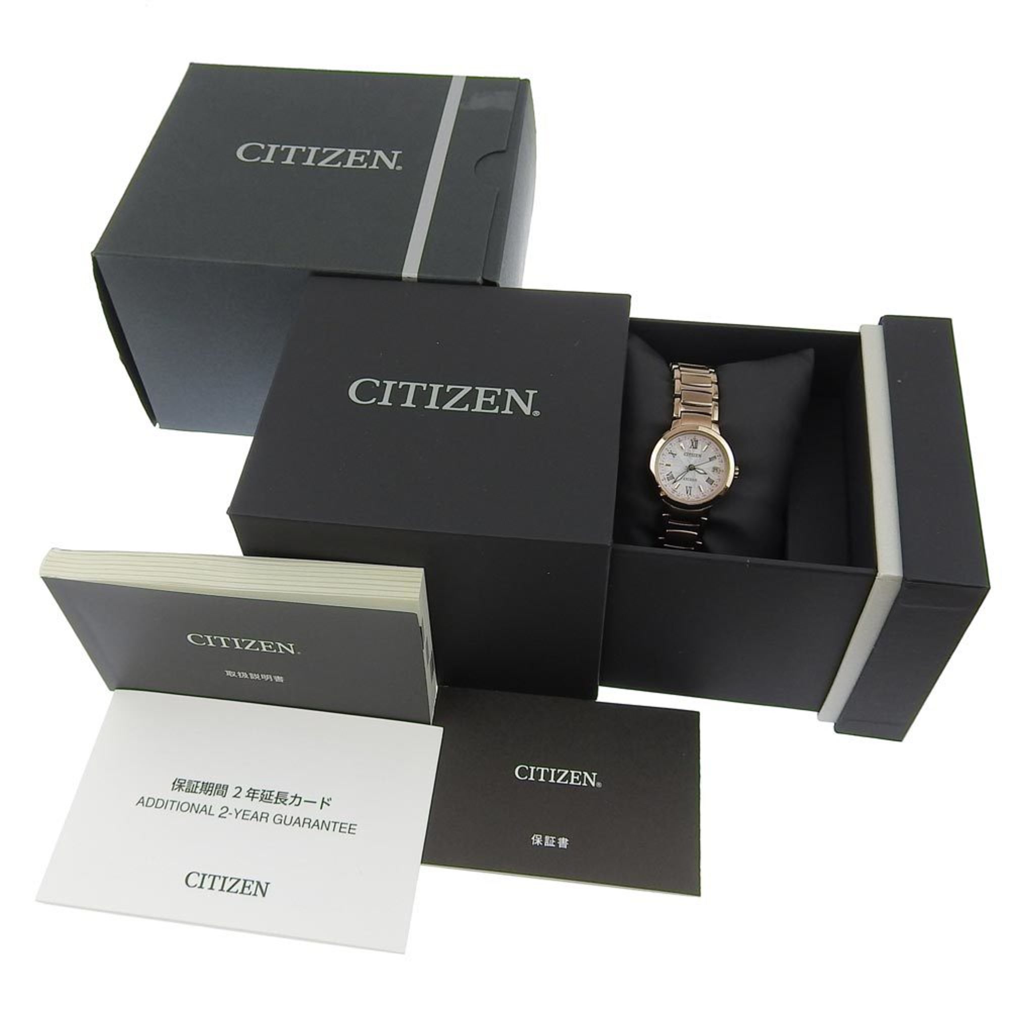 CITIZEN Exceed Date Eco-Drive ES9322 57W White Shell Dial Titanium Solar Radio