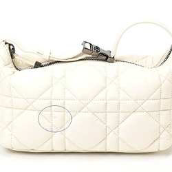 Christian Dior Dior Nomade Pouch Medium Handbag Cannage Leather White S-155935