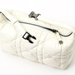 Christian Dior Dior Nomade Pouch Medium Handbag Cannage Leather White S-155935