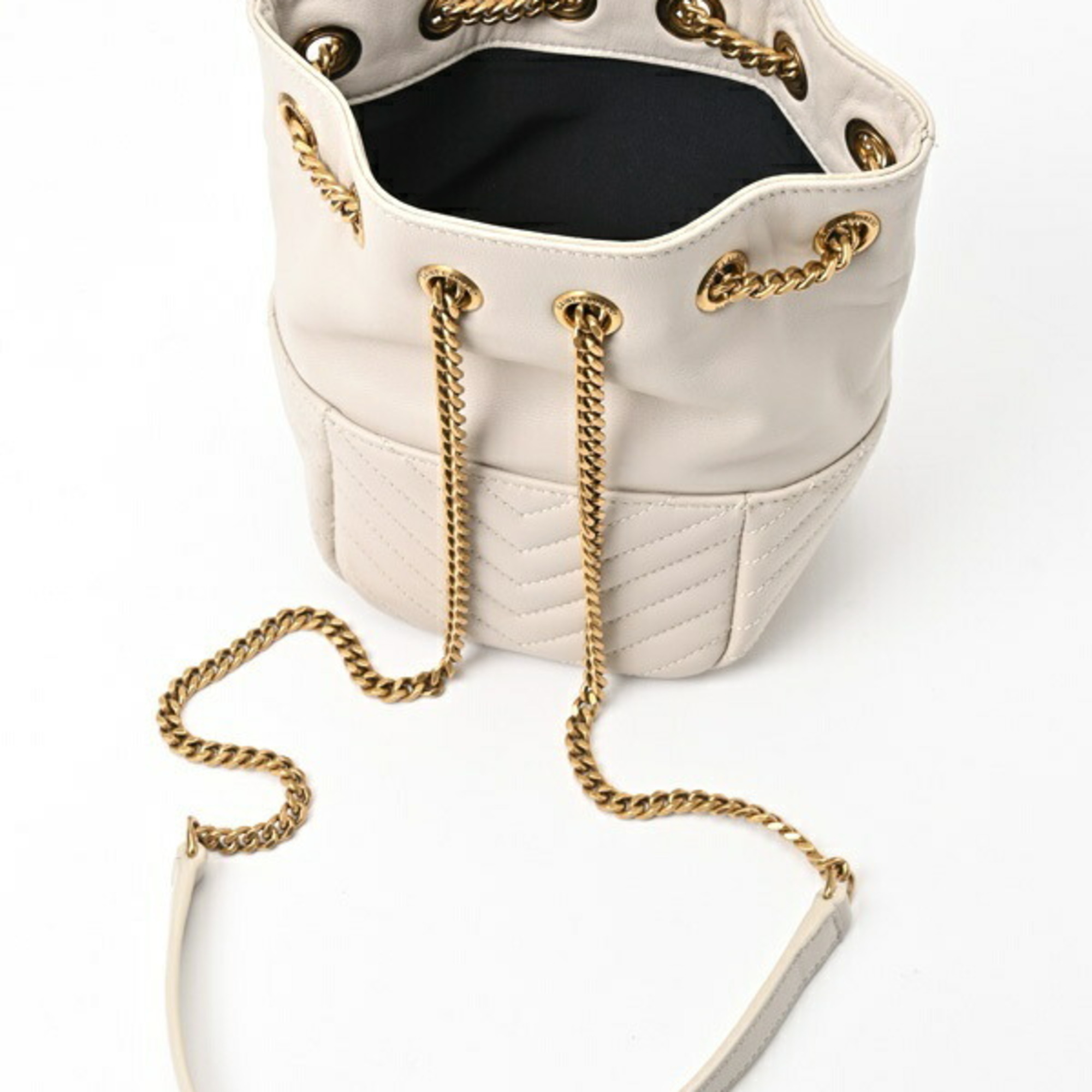 Saint Laurent Joe Bucket Bag Chain Shoulder 701631 Lambskin Quilted Blanc (Ivory) S-155933