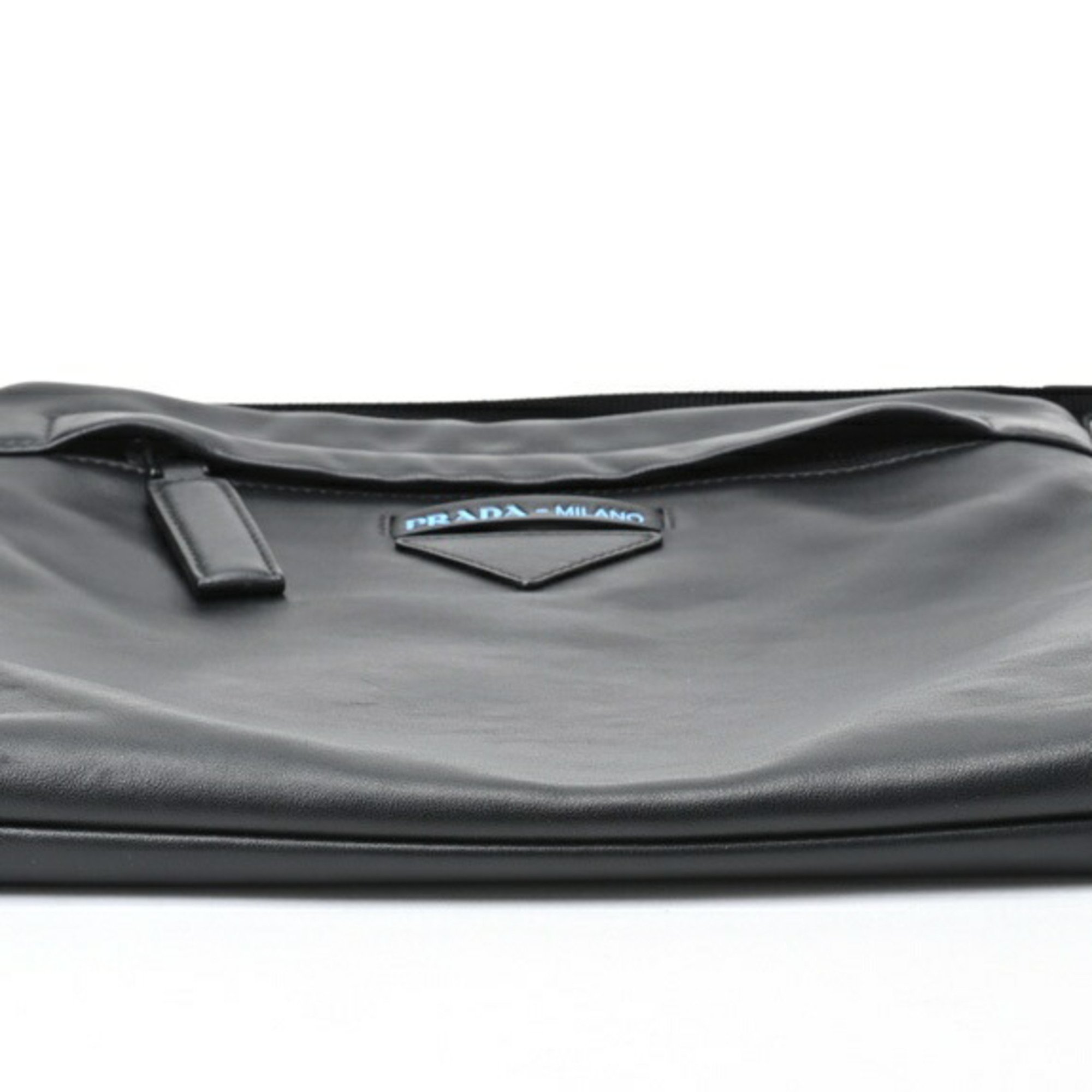 PRADA Triangle Shoulder Bag 2VH055 Leather Black S-155825