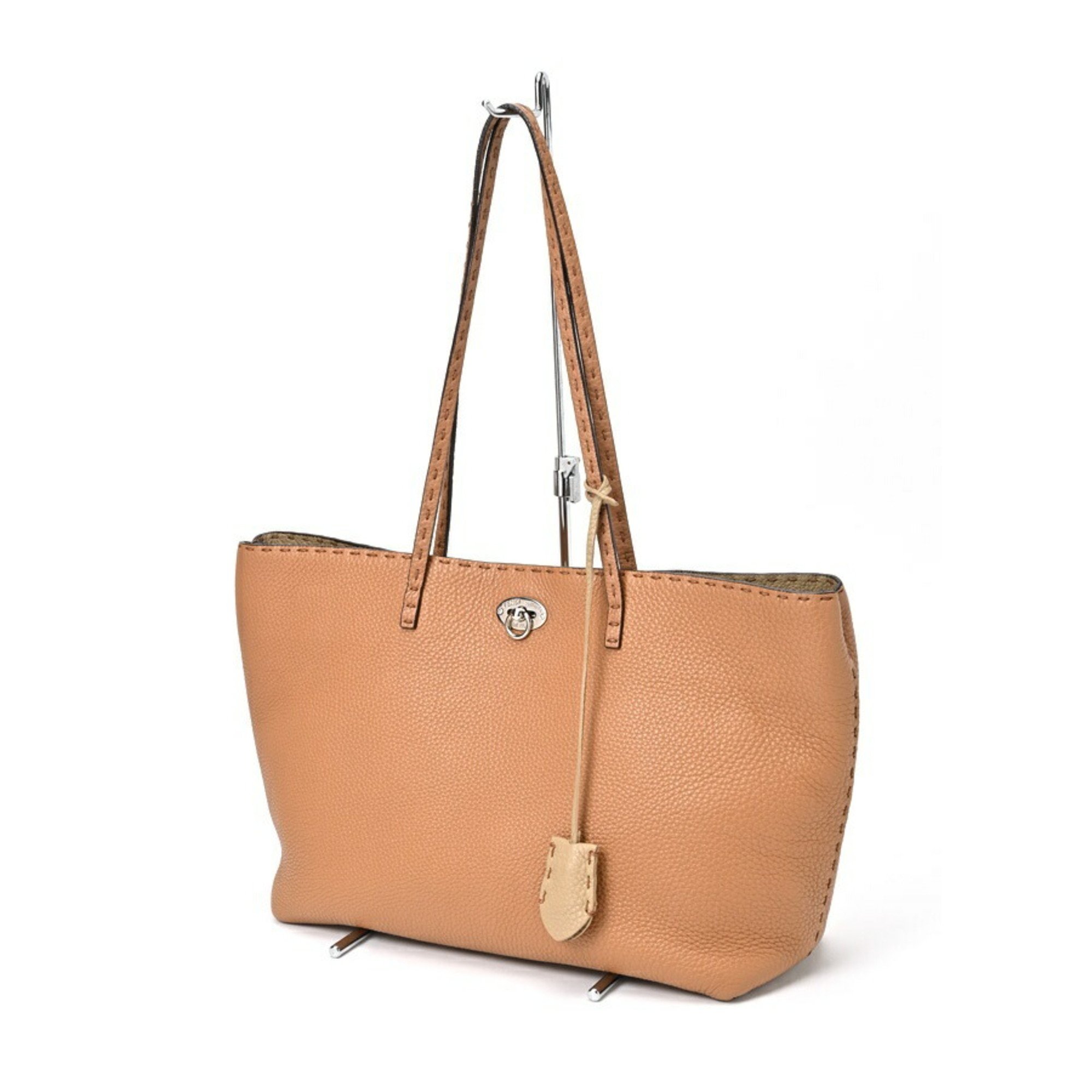 FENDI Small Carla Tote Bag 8BH257 Selleria Leather Camel T-155818