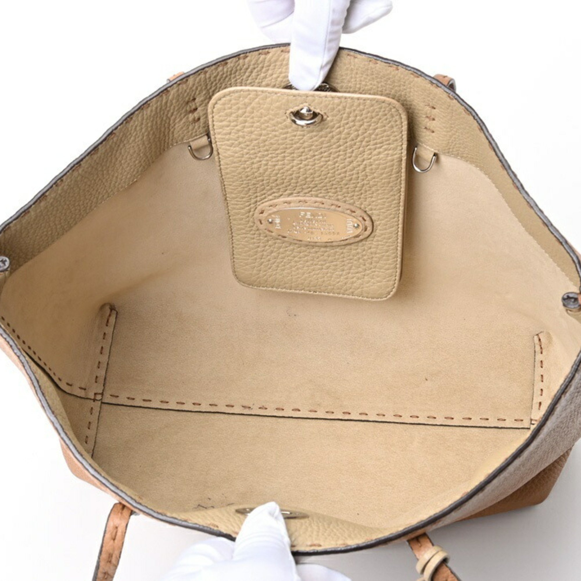 FENDI Small Carla Tote Bag 8BH257 Selleria Leather Camel T-155818
