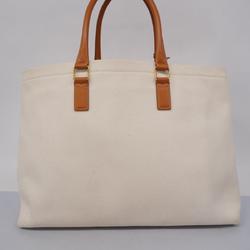 Celine Tote Bag Canvas White Light Brown Women's