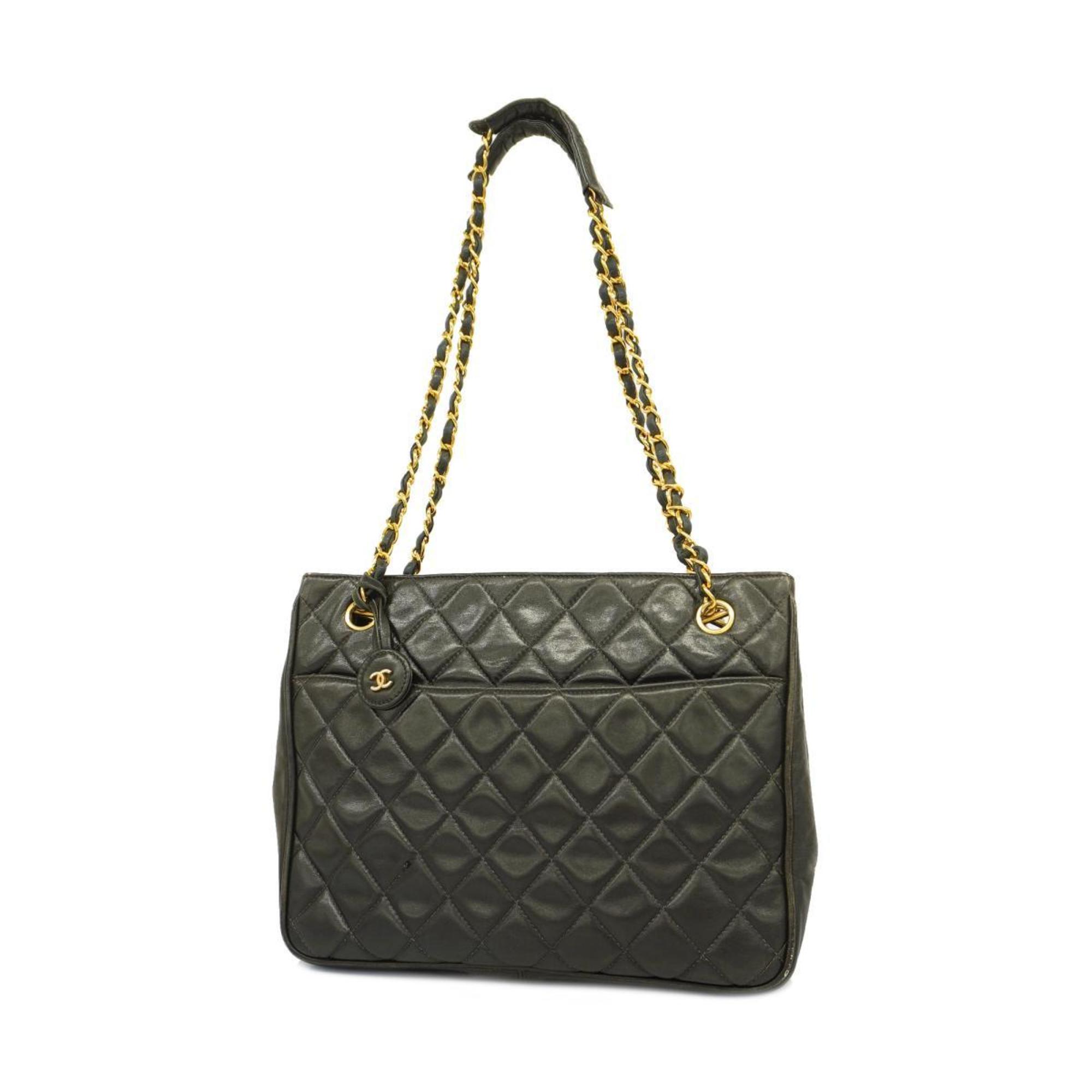 Chanel Shoulder Bag Matelasse Chain Lambskin Black Women's