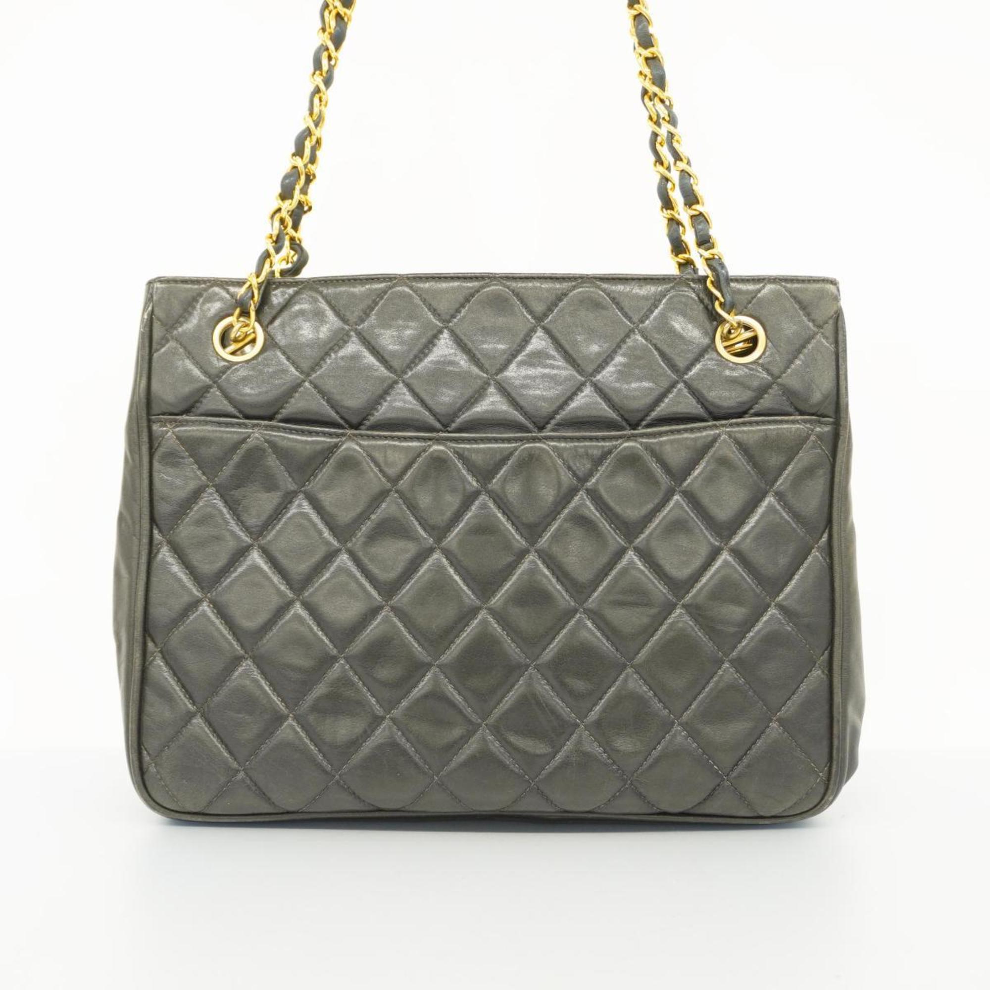 Chanel Shoulder Bag Matelasse Chain Lambskin Black Women's